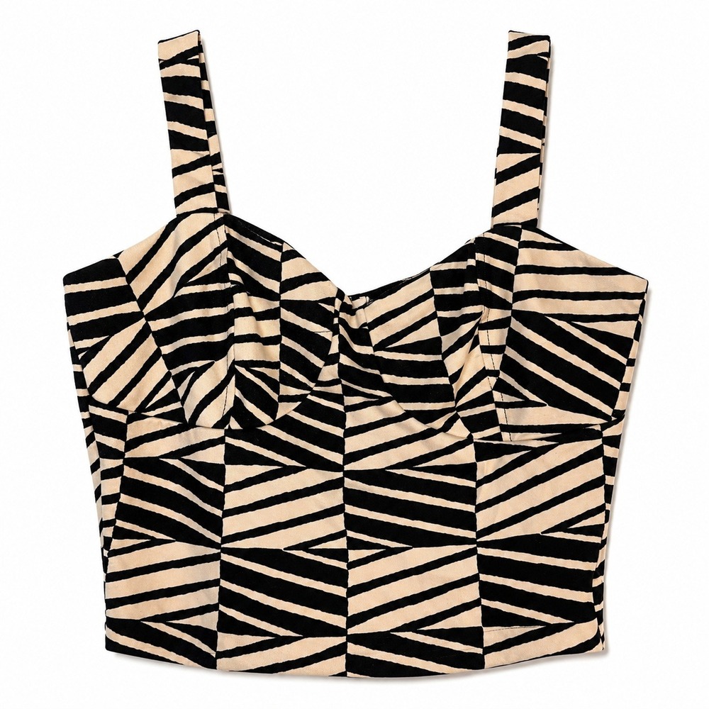 Y2K Charlotte Russe Party Top Tiger Animal Print Zebra Contrast Crop M Abstract